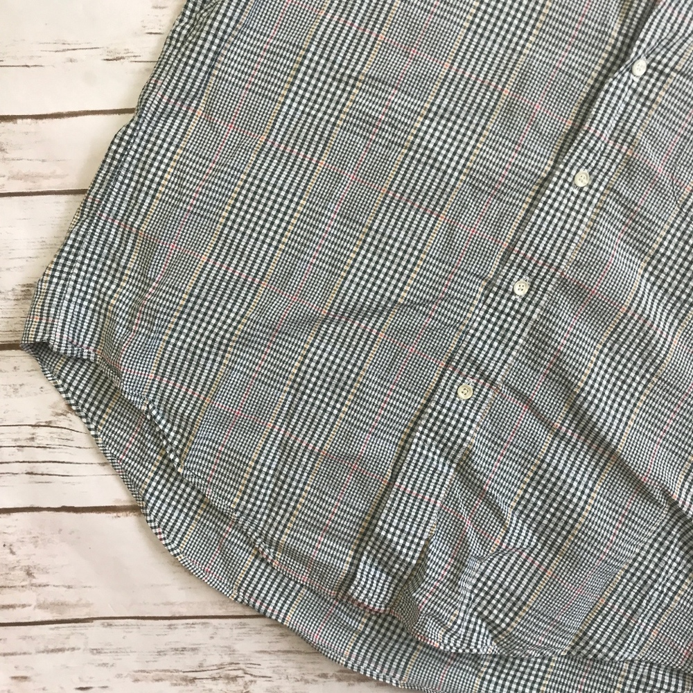 Lands' End Short Sleeve Green Plaid Seersucker - Picture 4 of 6